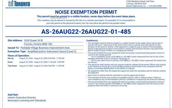 Parkdale Music Crawl Street Festival Green P Noise Permit